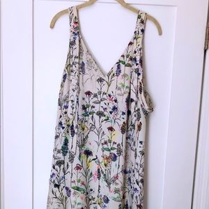 White floral ruffle skirt dress